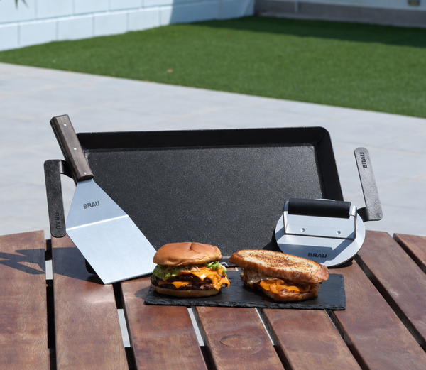 Kit Smash Burger plancha prensador y espatula